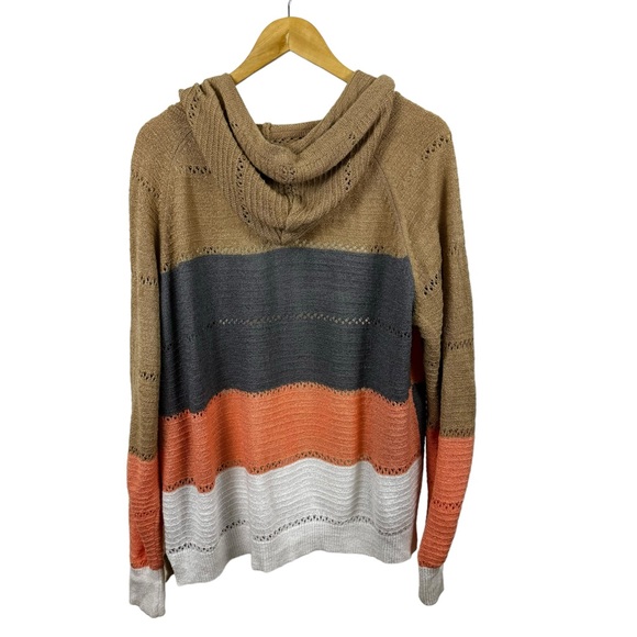 * Plus Size Knit Colorblock Jacket Full Zip Hooded Size 2XL XXL - Picture 12 of 14